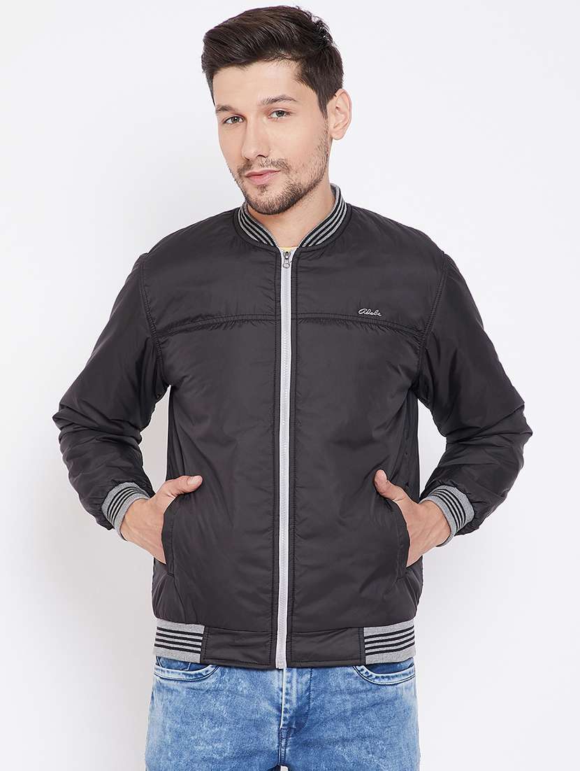 black solid quilted jacket