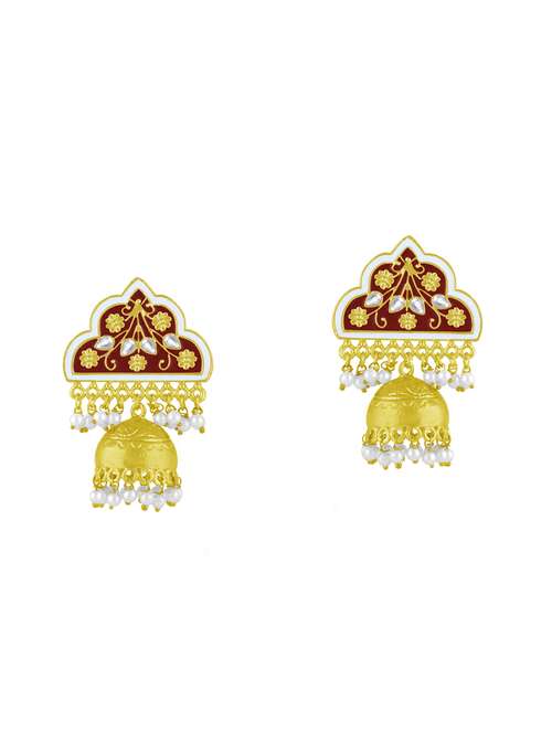 red metal jhumka earring