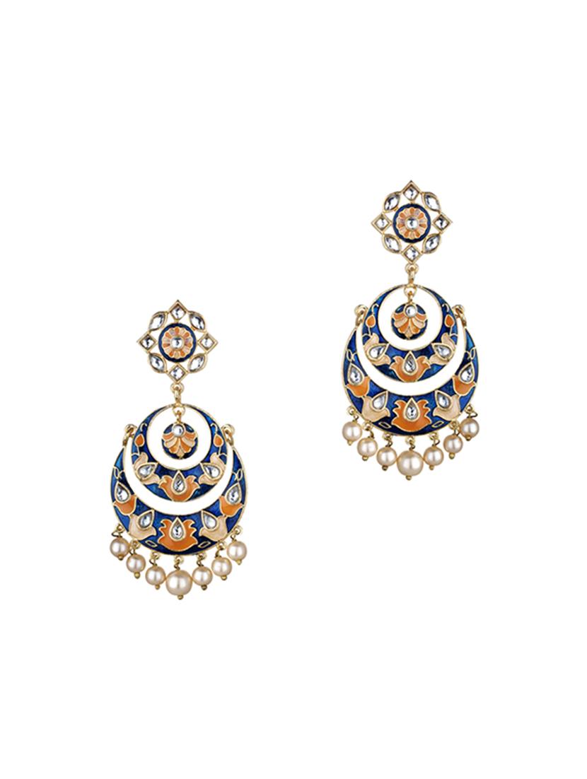 blue metal chandballi earring - 16711481 -  Zoom Image - 0