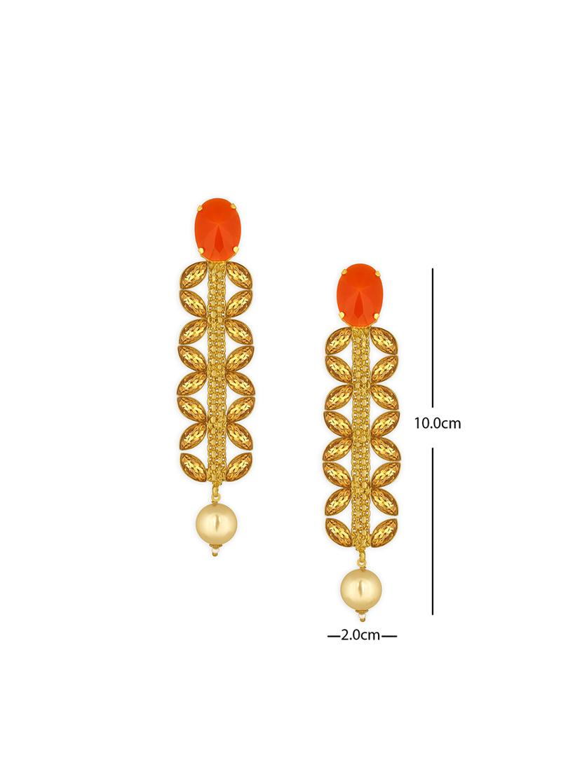 orange brass drop earring - 16711485 - Standard Image - 2