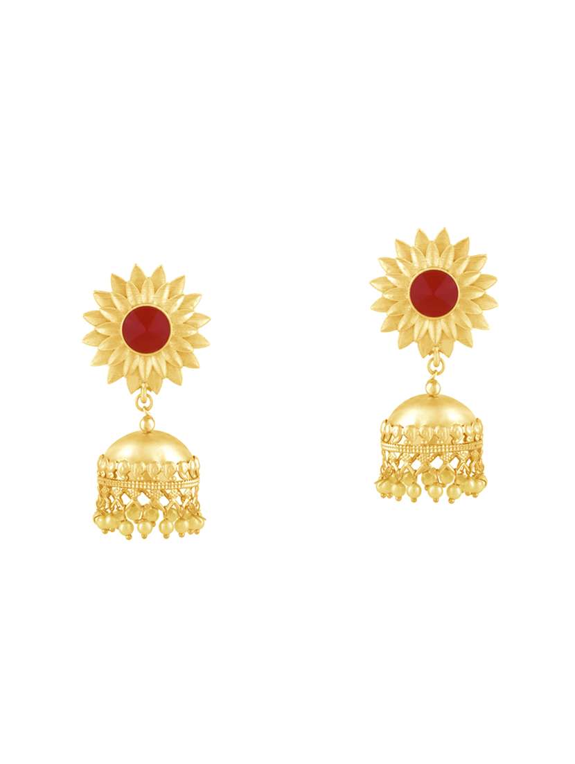 red metal jhumka earring