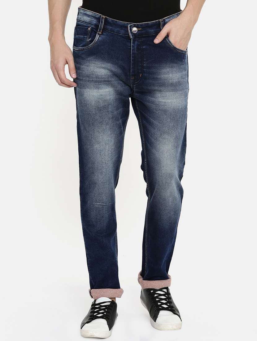 blue heavy washed denim jeans