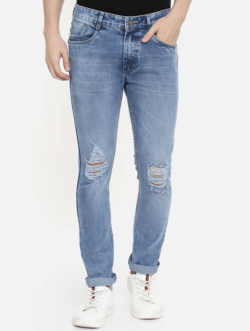 blue light washed denim jeans