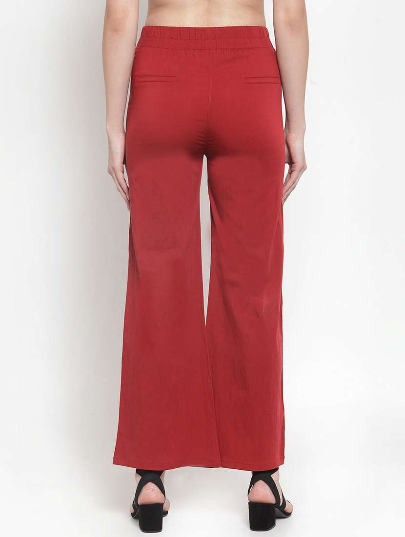 high rise solid wide leg trouser - 16711989 - Standard Image - 2