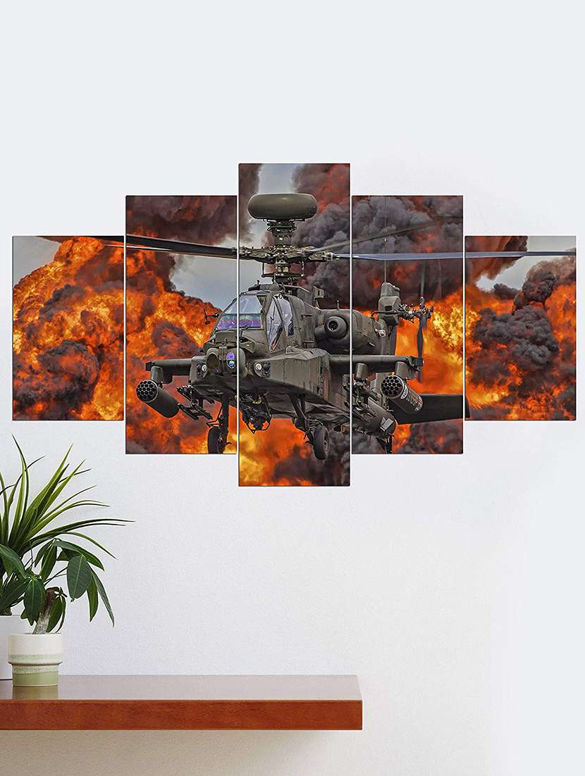 5 panel wall art wooden painting 