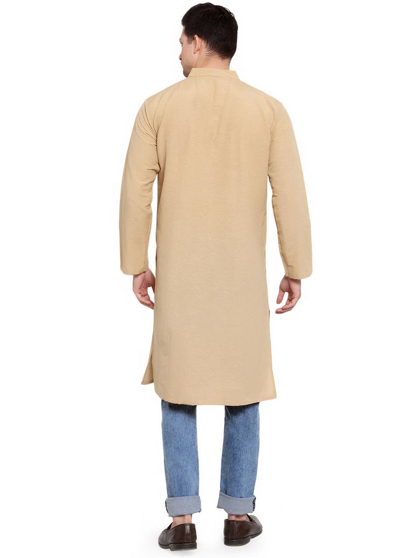 beige solid long kurta - 16712279 - Standard Image - 2