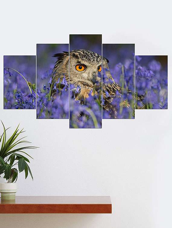 5 panel wall art wooden painting 