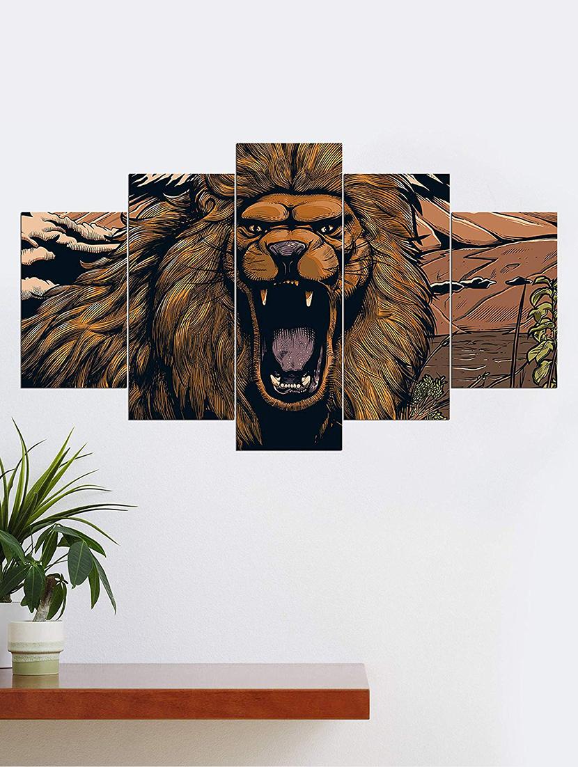 5 panel wall art wooden painting - 16712376 - Zoom Image - 0