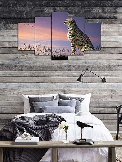 5 panel wall art wooden painting 