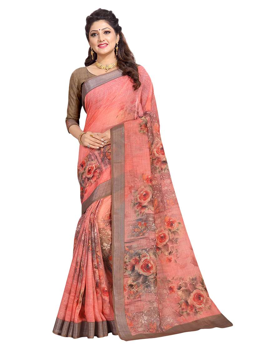 floral printed saree with blouse