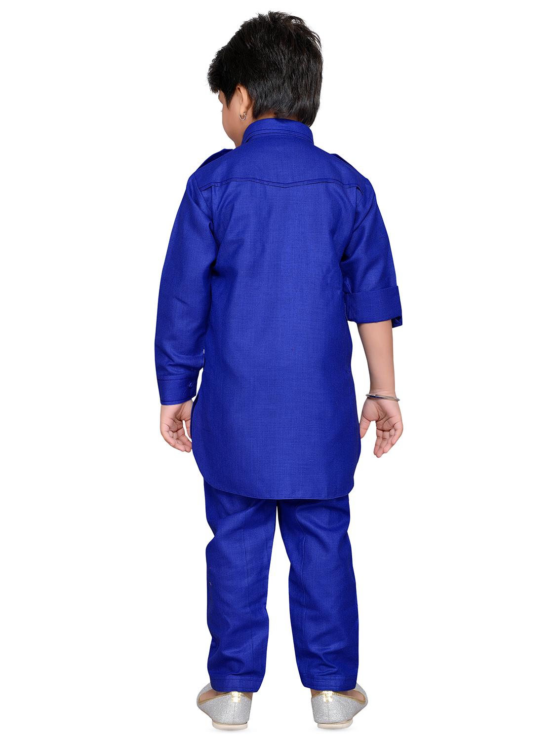 dark blue cotton kurta sets - 16713480 - Standard Image - 2