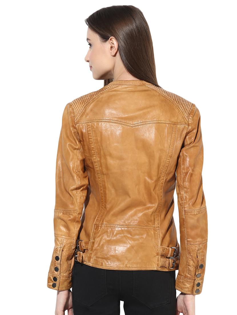 zipper detail leather jacket - 16713634 - Standard Image - 2