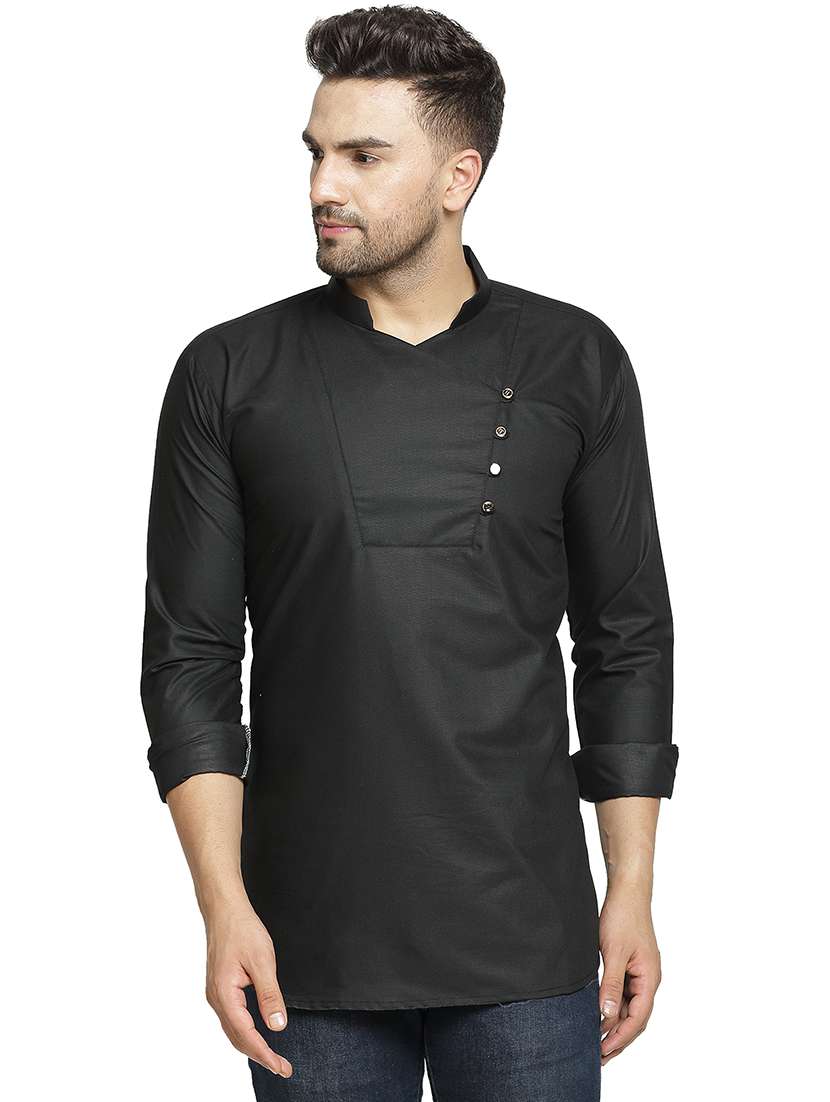black solid short kurta