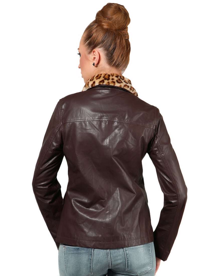 animal print collar leather jacket  - 16717173 -  Standard Image - 2