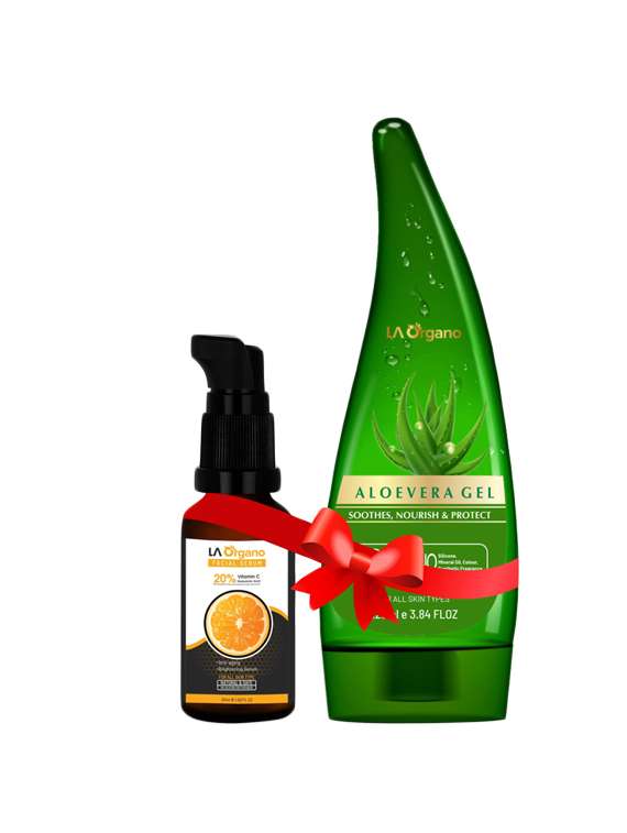 face glow serum for skin brightening and aloe vera gel for face & hair moisturization & nourishment