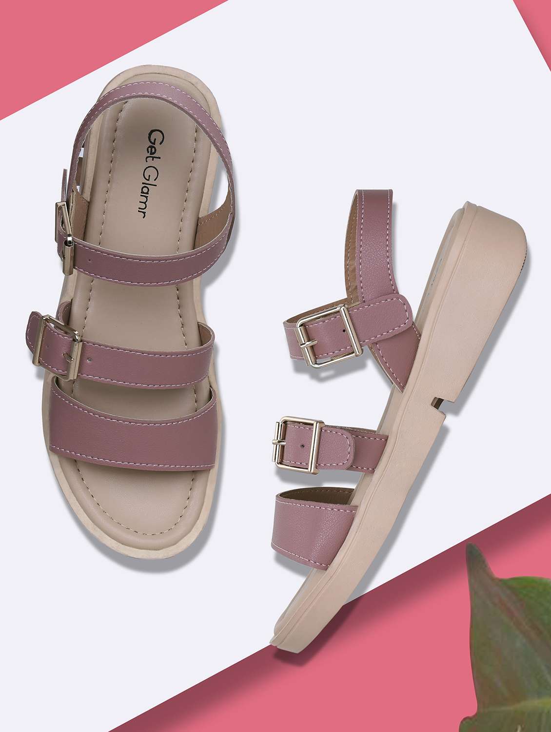 pink back strap sandals