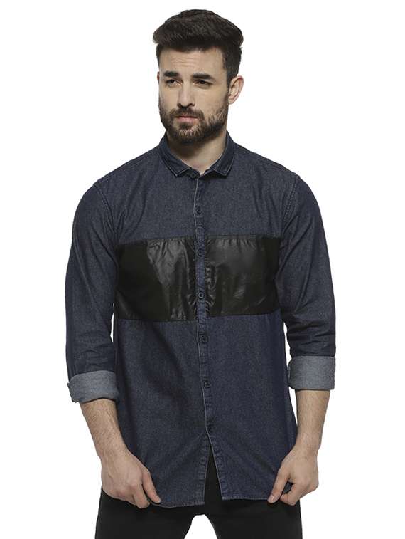 mens color block casual shirt