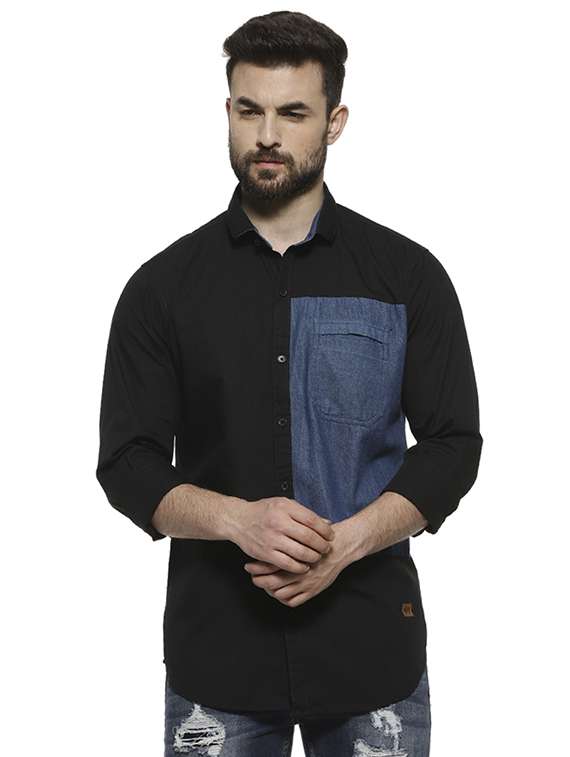 black color block casual shirt