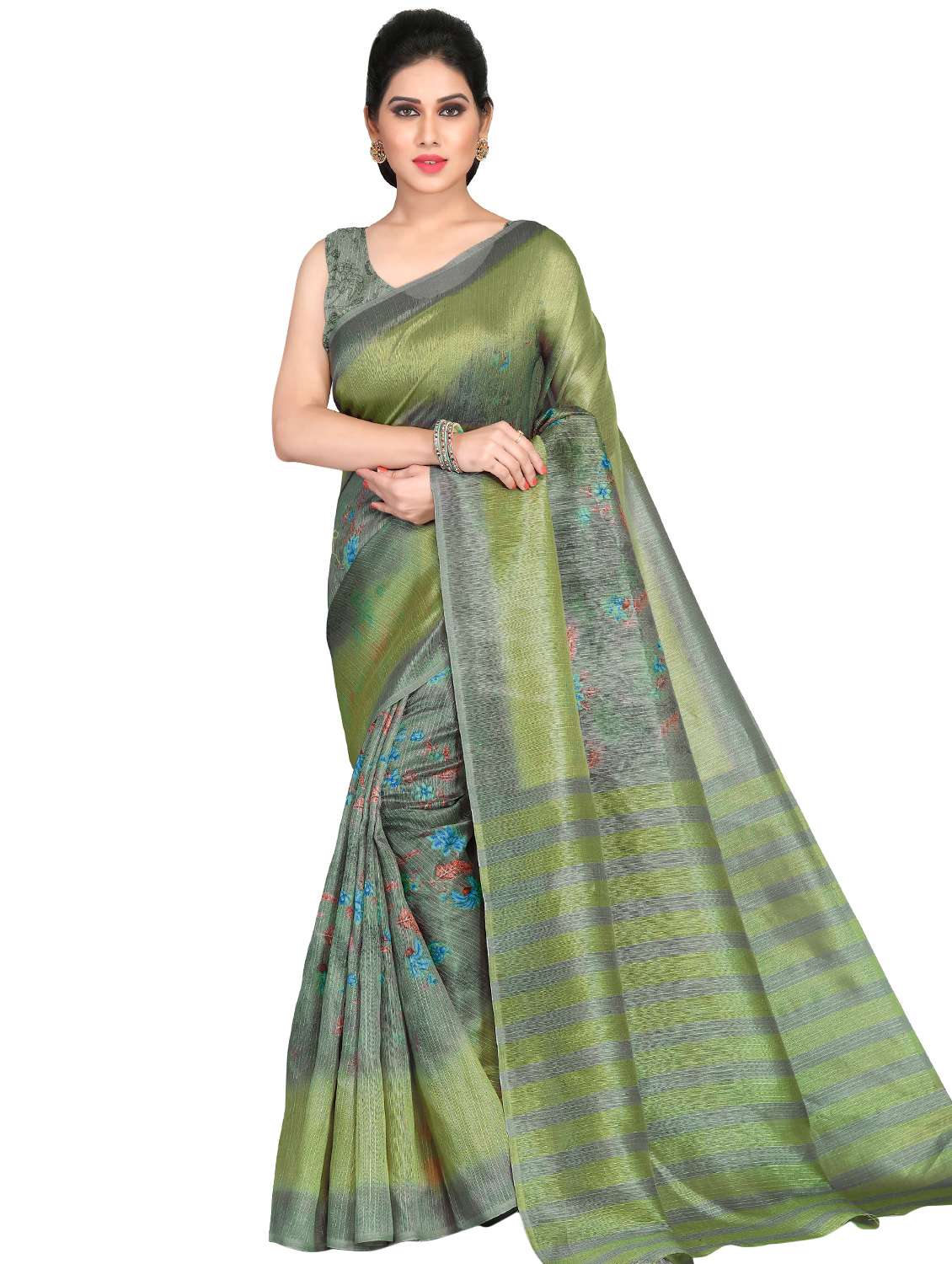 floral printed saree with blouse