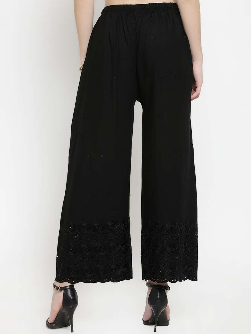 drawstring embroidered straight palazzo - 16718111 - Standard Image - 2