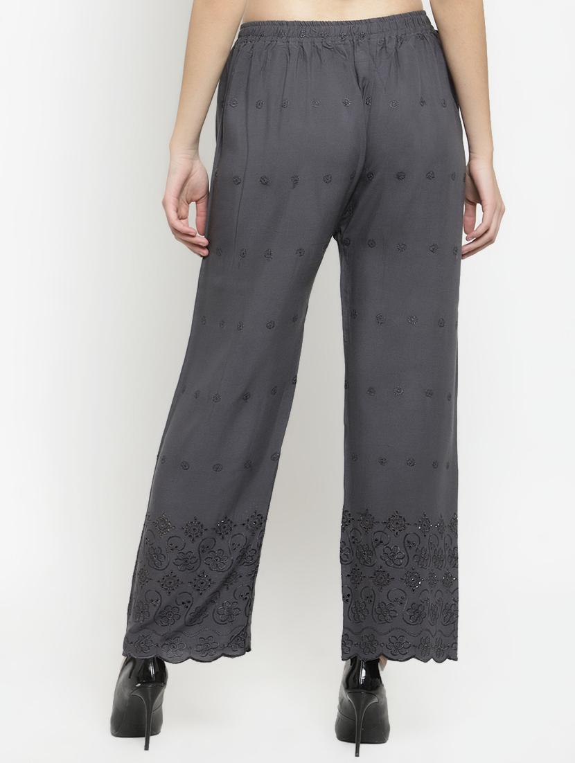 high rise embroidered straight palazzo - 16718112 - Standard Image - 2