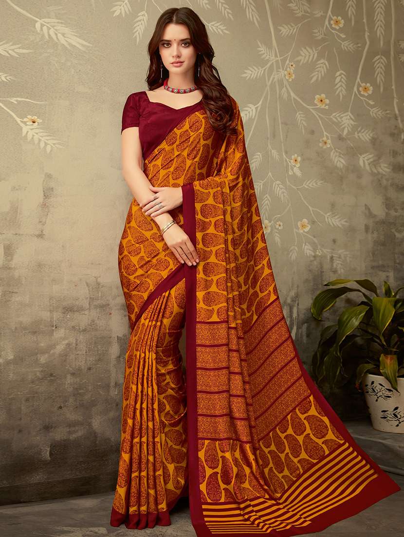 paisley printed saree with blouse