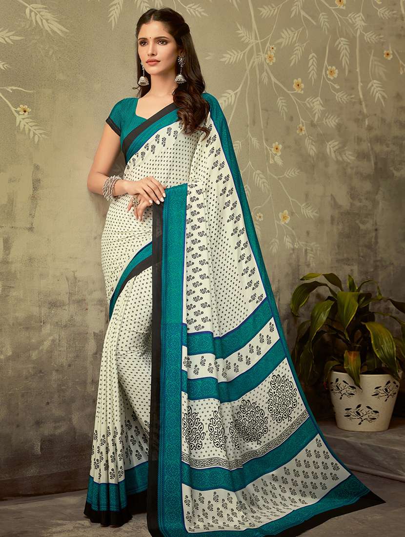 floral printed saree with blouse