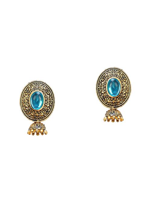 blue metal jhumka earring - 16721632 -  Standard Image - 0