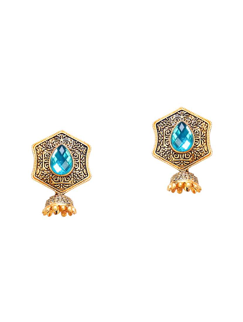 blue metal drop earring - 16721638 -  Zoom Image - 0