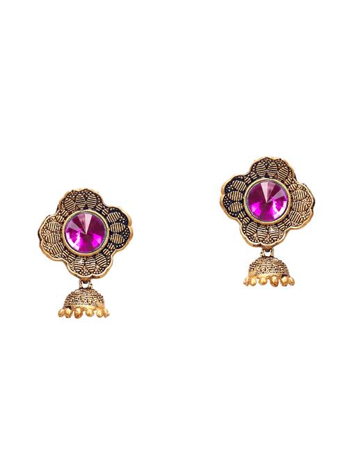 purple metal jhumka earring - 16721649 -  Standard Image - 0
