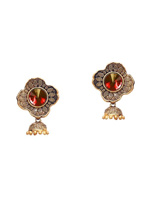 red metal jhumka earring - 16721650 -  Standard Image - 0