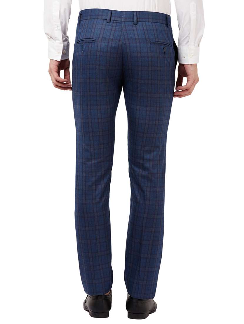 blue checkered flat front formal trouser - 16721734 -  Standard Image - 2