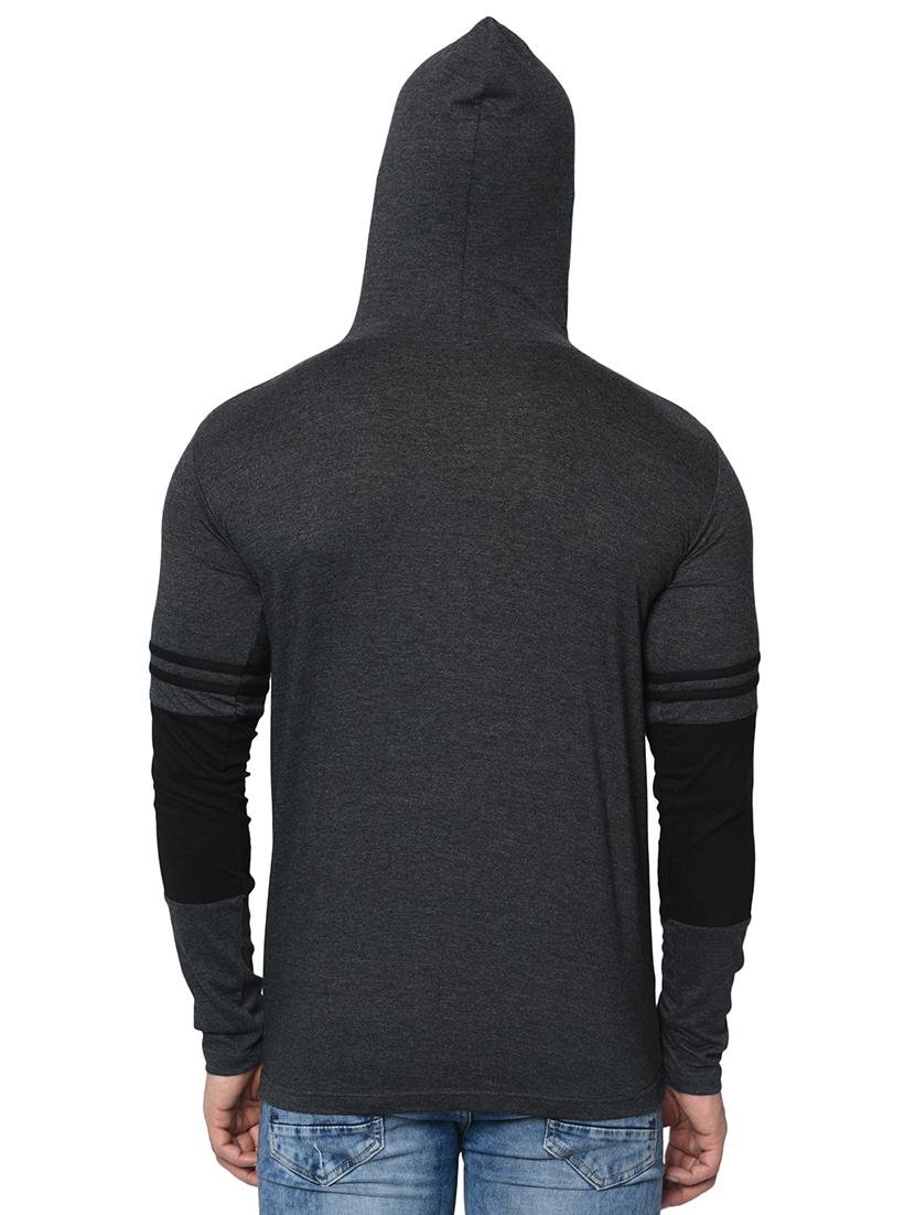 grey color block hooded t-shirt - 16722953 - Standard Image - 2