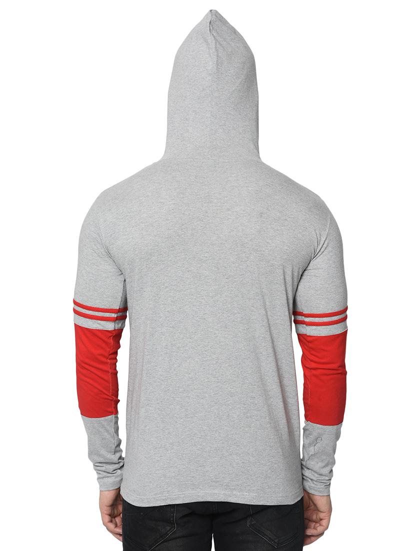 grey color block hooded t-shirt - 16722954 - Standard Image - 2