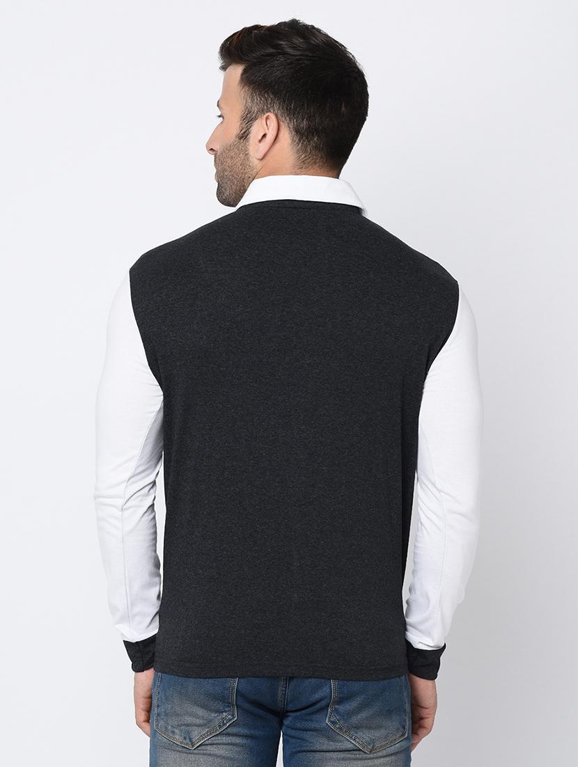 grey color block t-shirt - 16722975 - Standard Image - 2