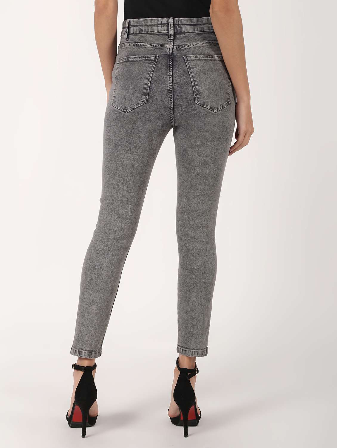 high rise knee slit jeans  - 16725688 -  Standard Image - 2