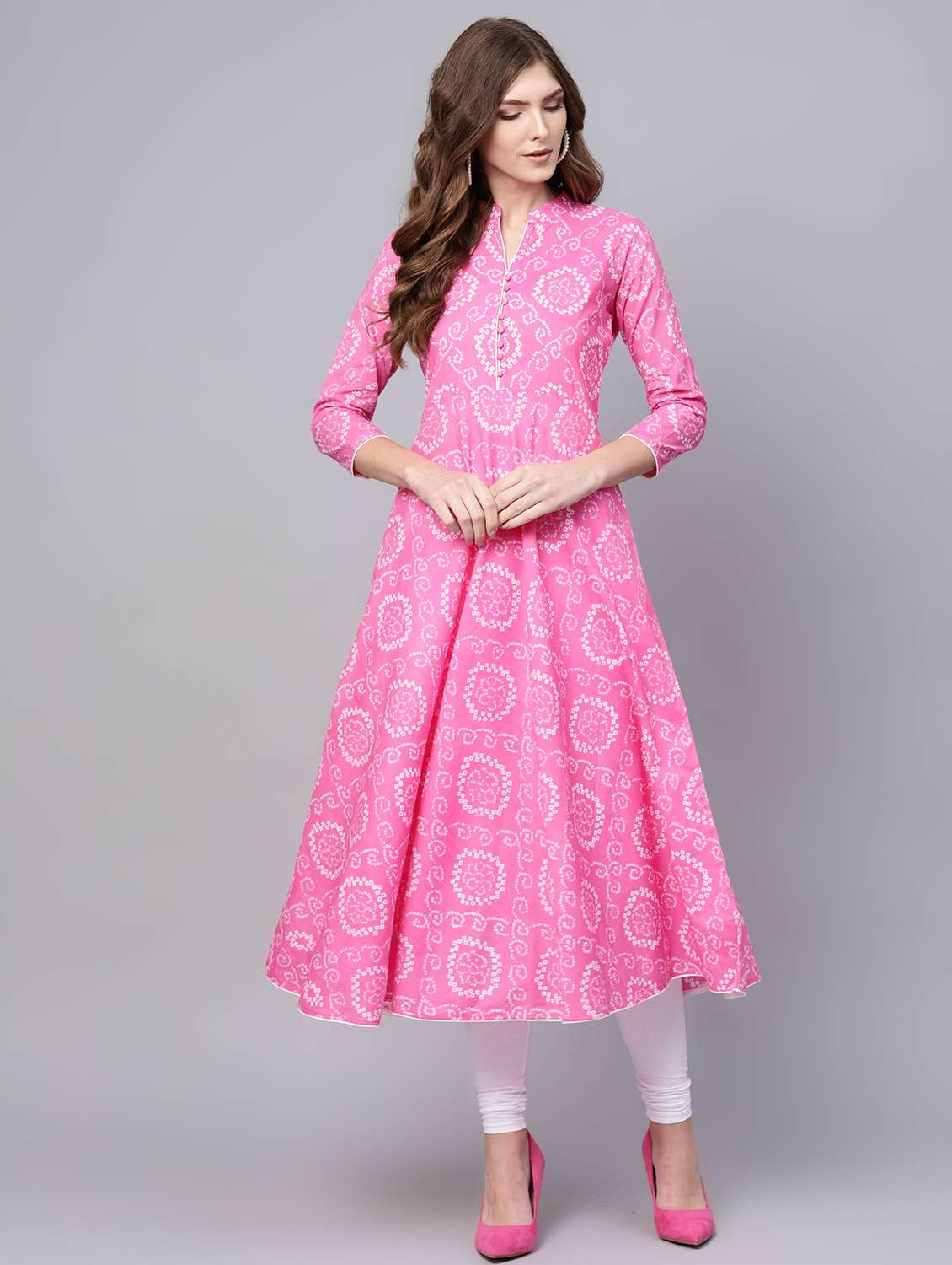 bandhani flared kurta