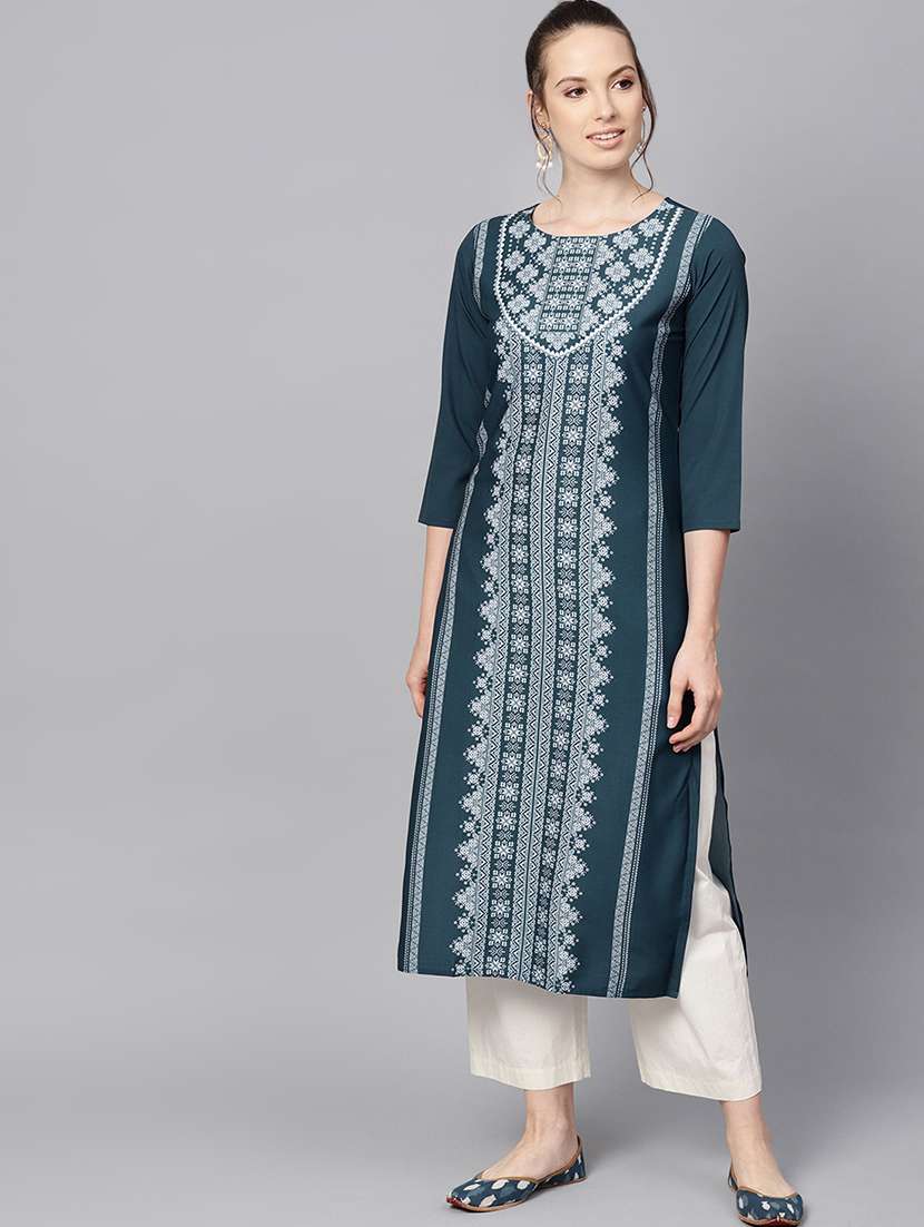 printed straight kurta