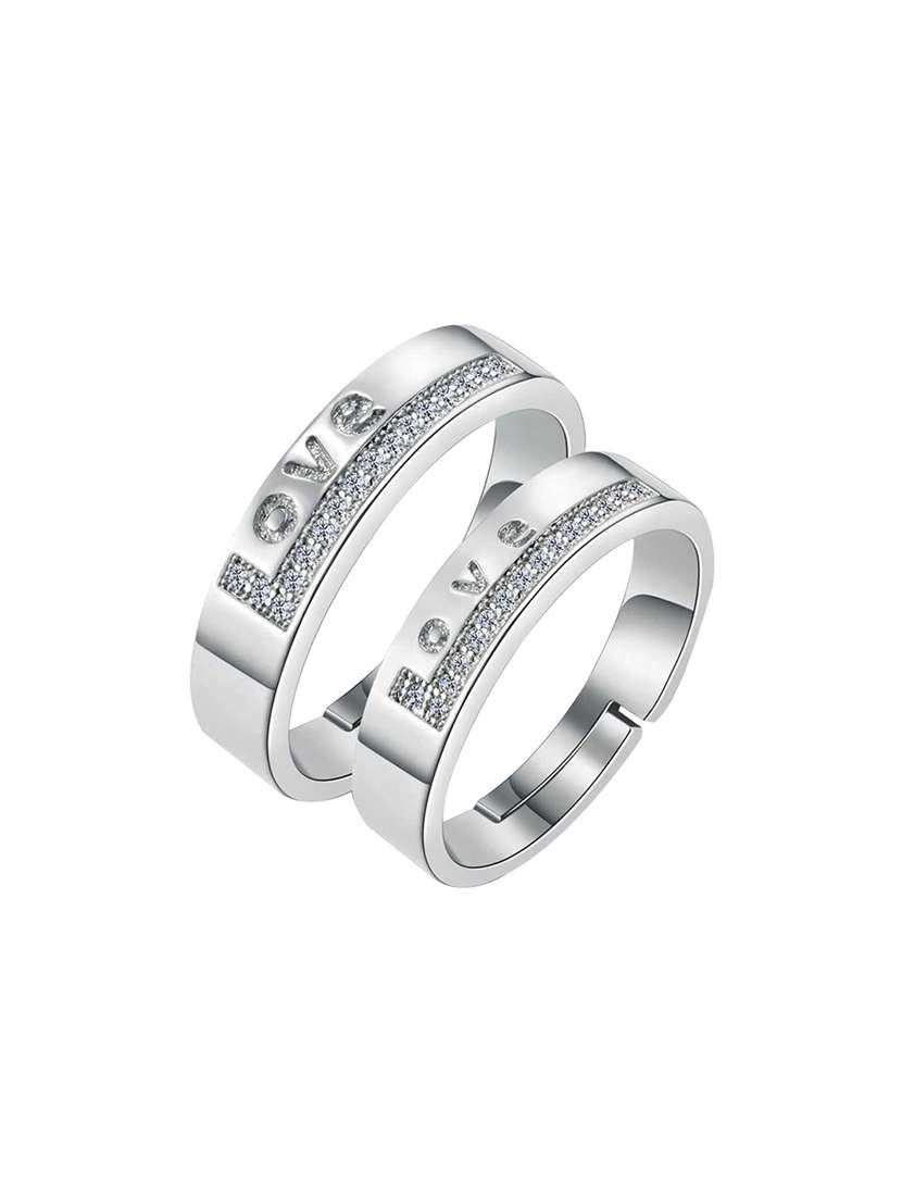 Silver Plated Love Symbol Couple Ring