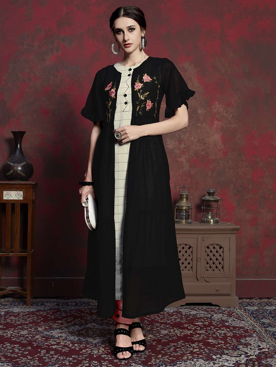 solid  layered kurta
