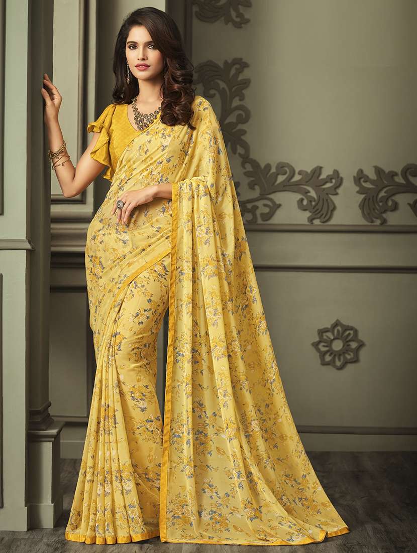 floral printed saree with blouse