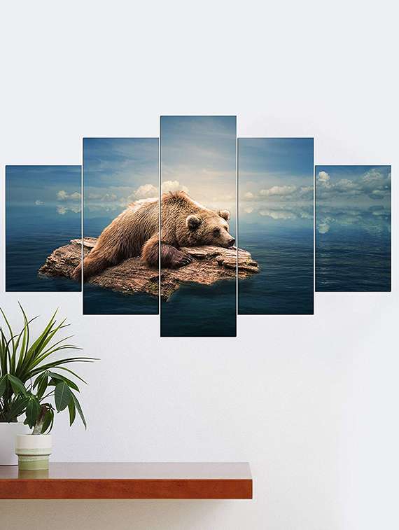 5 panel wall art wooden painting 