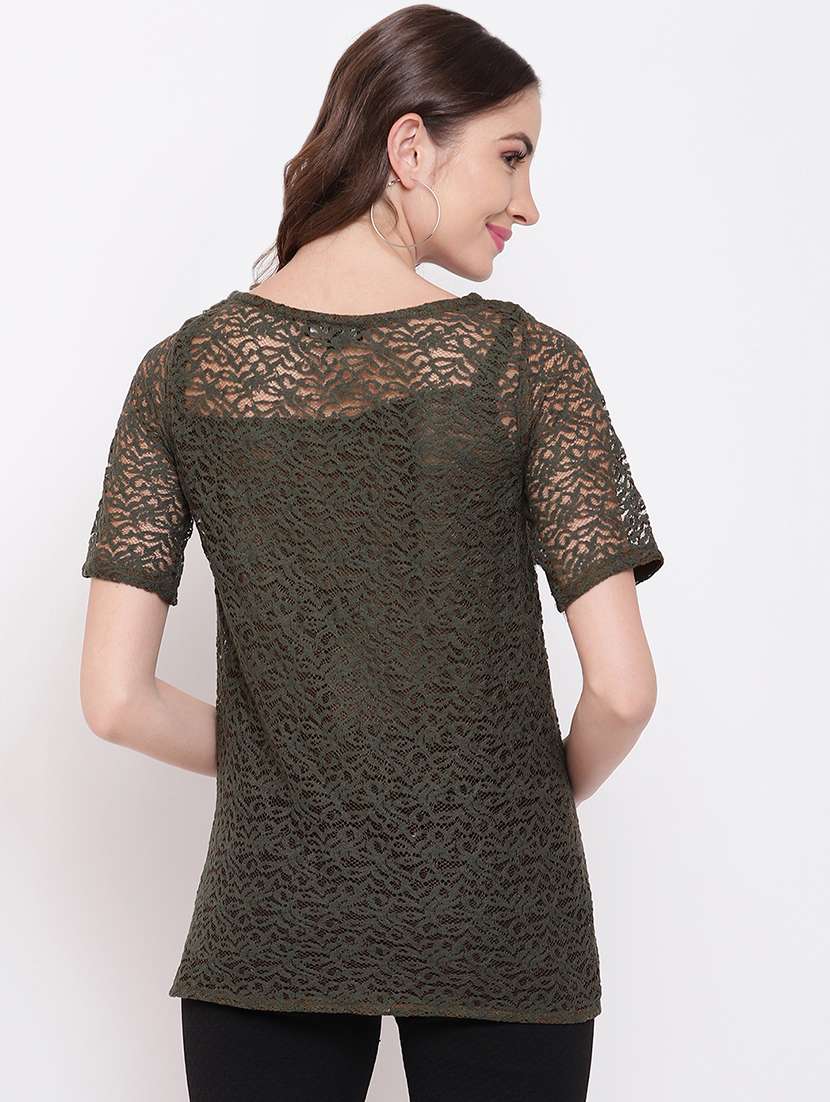 women's straight round neck top - 16730497 - Standard Image - 2
