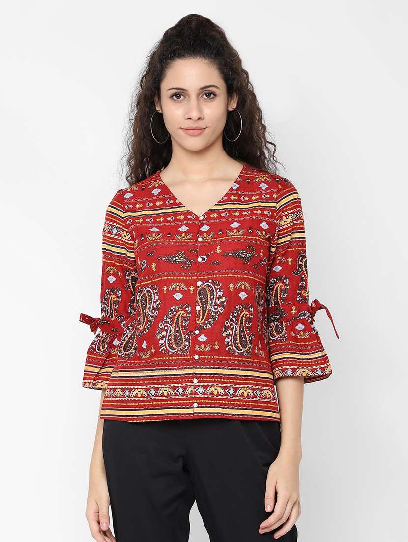bell sleeved paisley top 