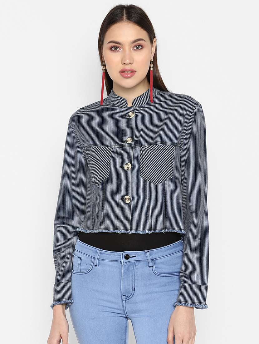 frayed hem denim jacket