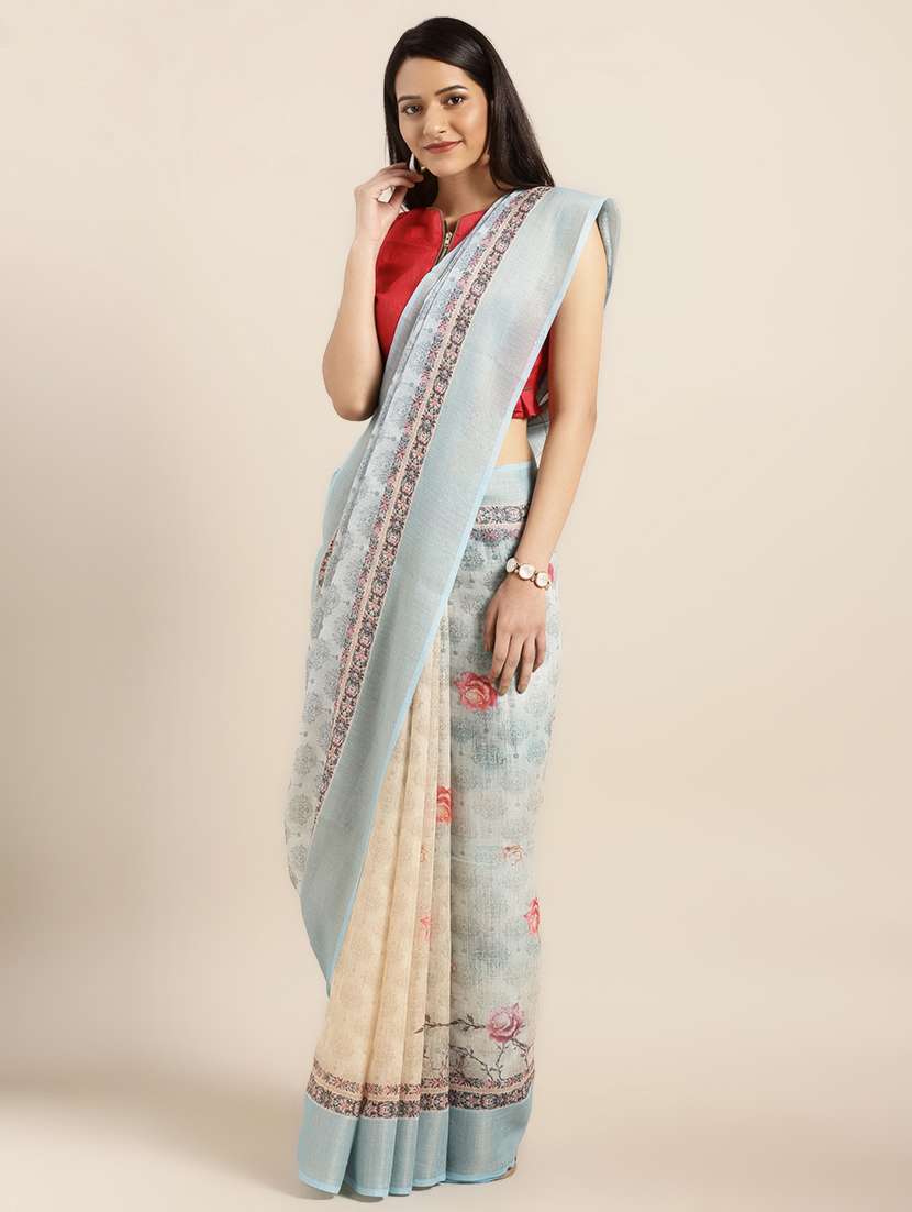 floral printed saree with blouse