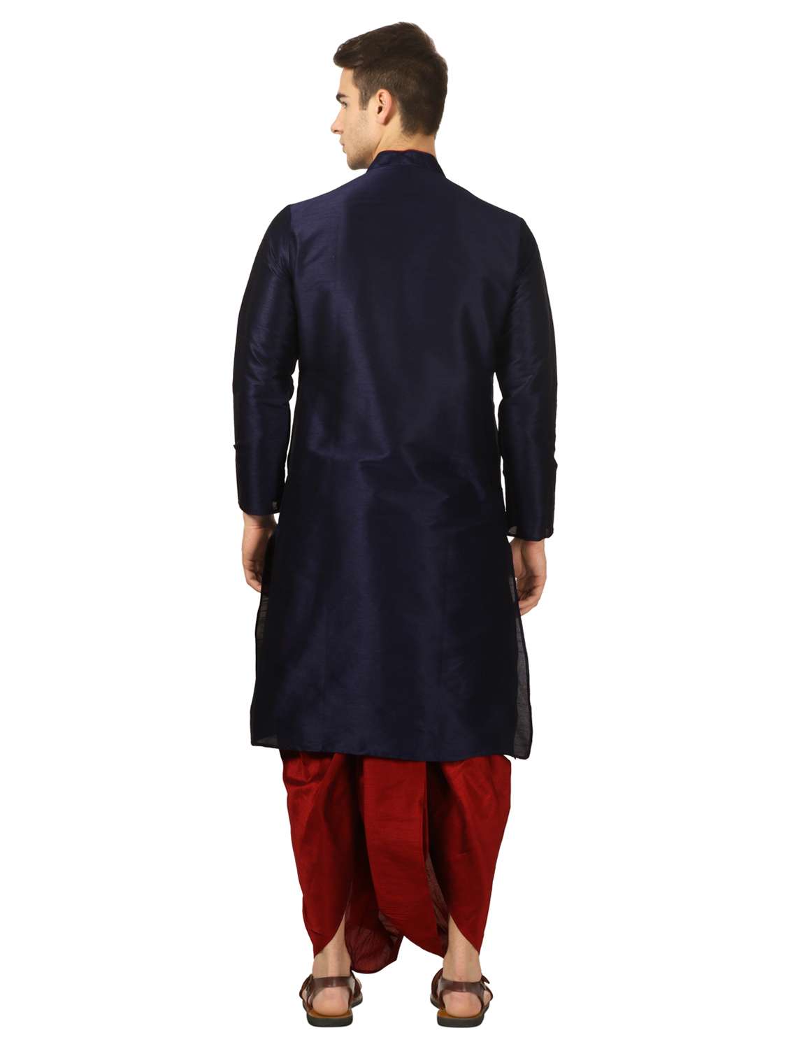 navy blue solid dhoti kurta set - 16735419 - Standard Image - 2