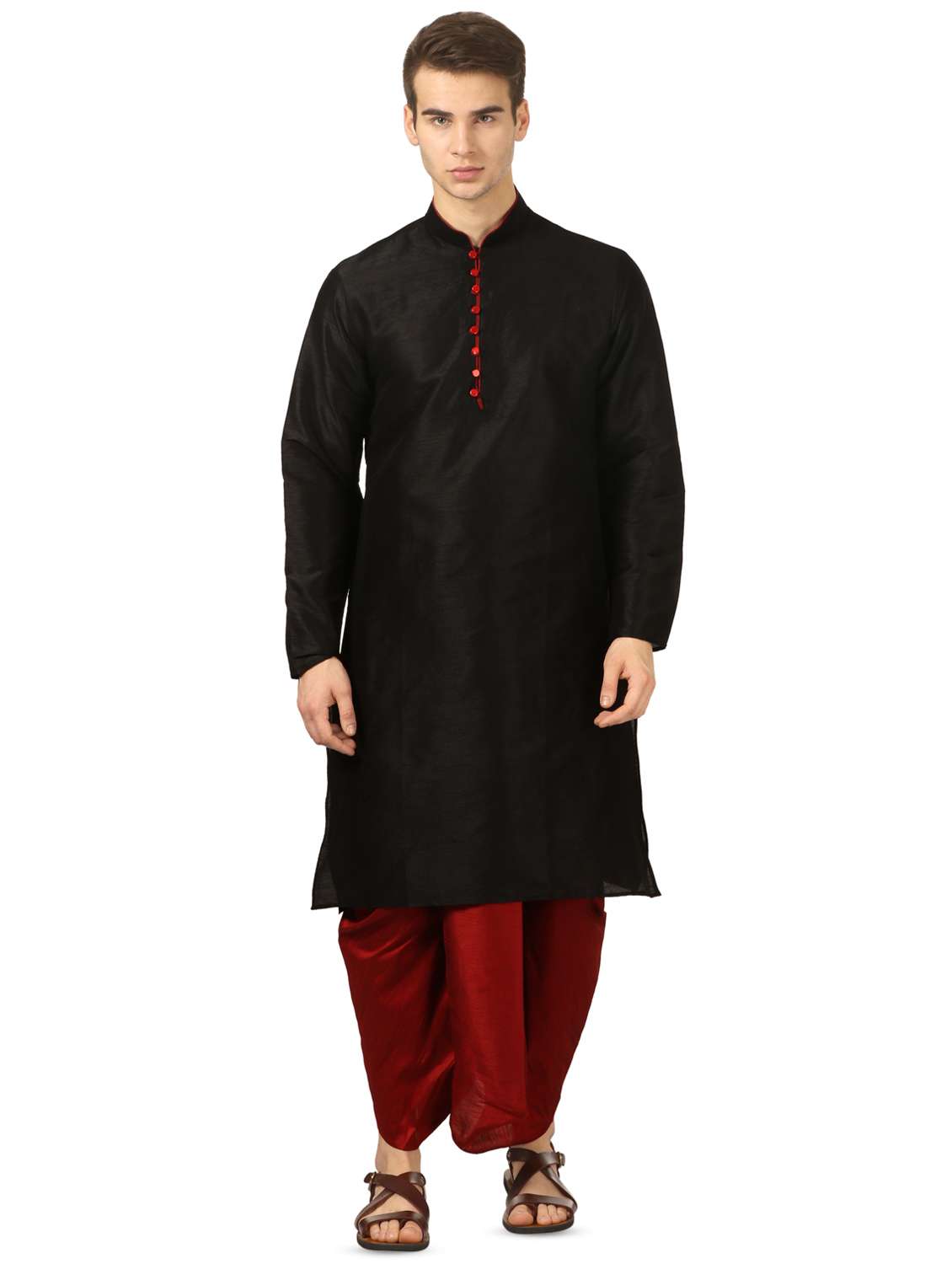 black solid dhoti kurta set - 16735421 - Zoom Image - 0
