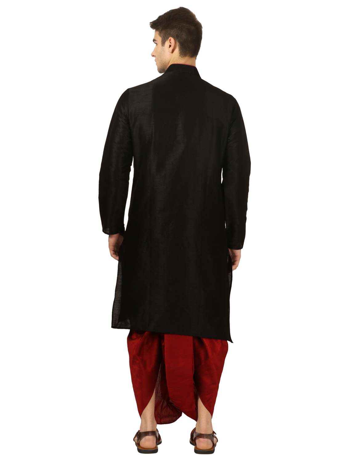 black solid dhoti kurta set - 16735421 - Standard Image - 2