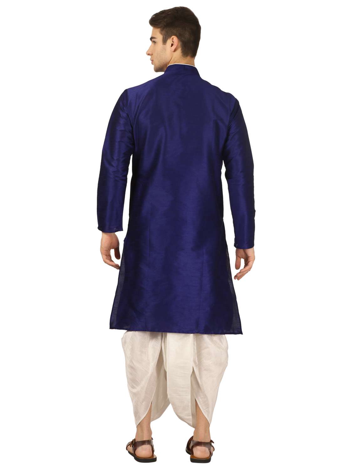 blue solid dhoti kurta set - 16735431 - Standard Image - 2